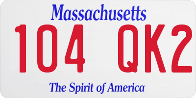 MA license plate 104QK2