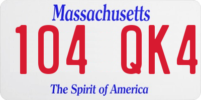 MA license plate 104QK4