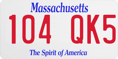 MA license plate 104QK5