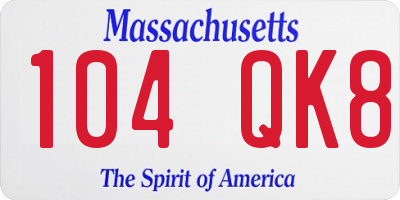 MA license plate 104QK8