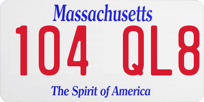 MA license plate 104QL8