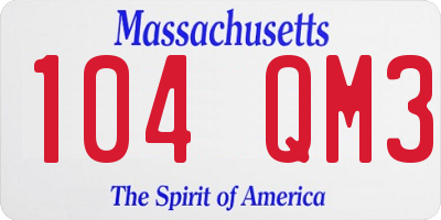 MA license plate 104QM3