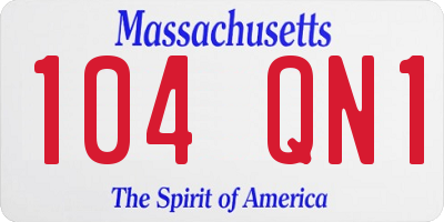 MA license plate 104QN1
