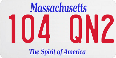 MA license plate 104QN2