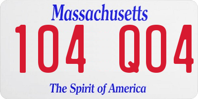 MA license plate 104QO4