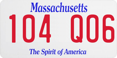 MA license plate 104QO6