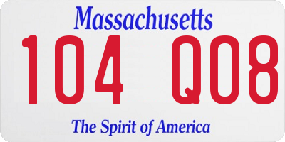 MA license plate 104QO8