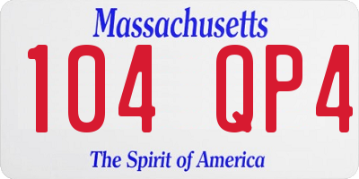 MA license plate 104QP4