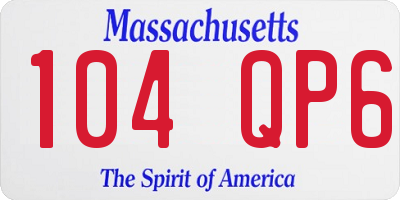 MA license plate 104QP6