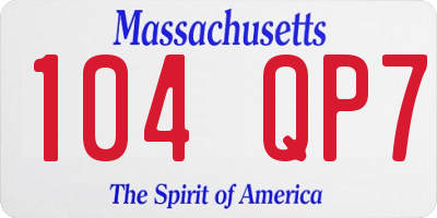 MA license plate 104QP7