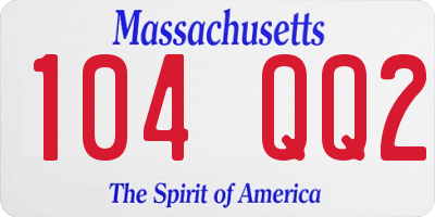 MA license plate 104QQ2