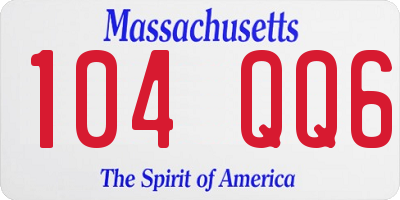 MA license plate 104QQ6