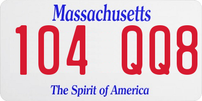 MA license plate 104QQ8