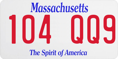 MA license plate 104QQ9