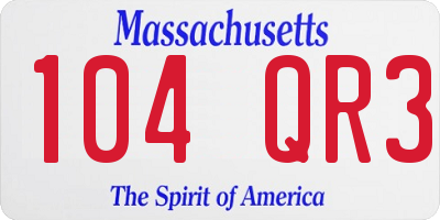 MA license plate 104QR3