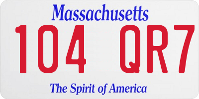 MA license plate 104QR7