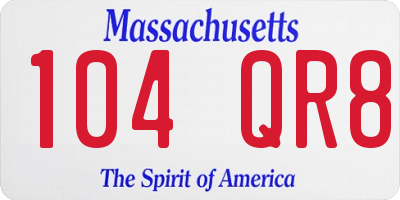 MA license plate 104QR8