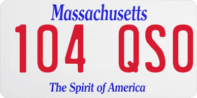MA license plate 104QS0