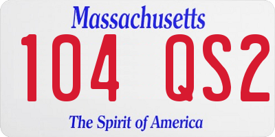 MA license plate 104QS2