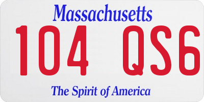 MA license plate 104QS6