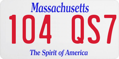 MA license plate 104QS7