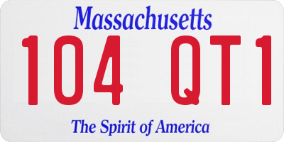 MA license plate 104QT1