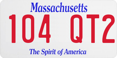 MA license plate 104QT2