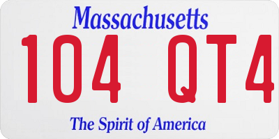 MA license plate 104QT4