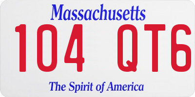 MA license plate 104QT6
