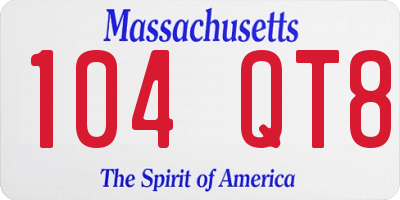 MA license plate 104QT8