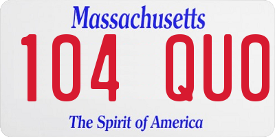 MA license plate 104QU0