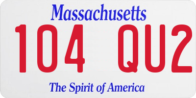 MA license plate 104QU2