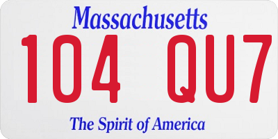 MA license plate 104QU7
