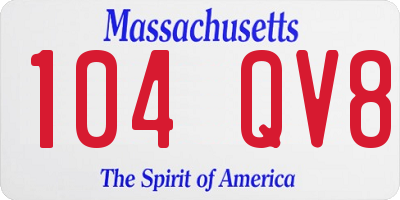 MA license plate 104QV8