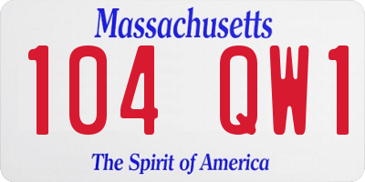MA license plate 104QW1
