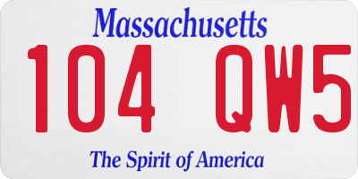 MA license plate 104QW5