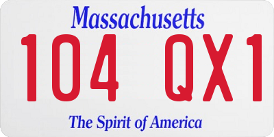 MA license plate 104QX1