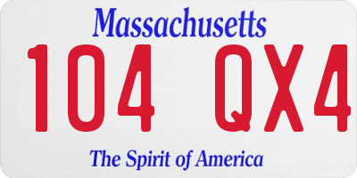 MA license plate 104QX4