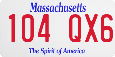 MA license plate 104QX6