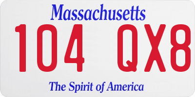 MA license plate 104QX8