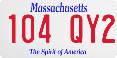MA license plate 104QY2