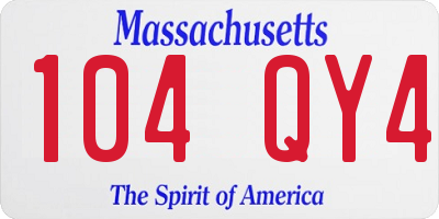 MA license plate 104QY4