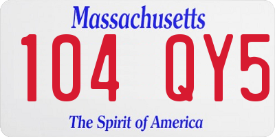 MA license plate 104QY5