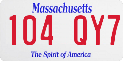 MA license plate 104QY7