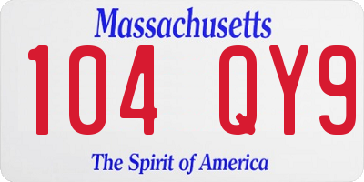 MA license plate 104QY9