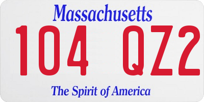 MA license plate 104QZ2