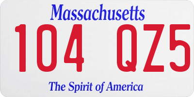 MA license plate 104QZ5