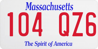 MA license plate 104QZ6