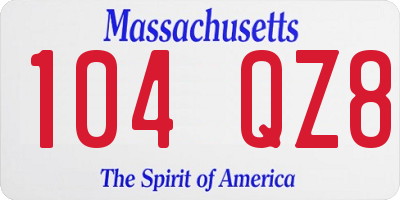 MA license plate 104QZ8