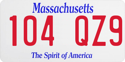 MA license plate 104QZ9